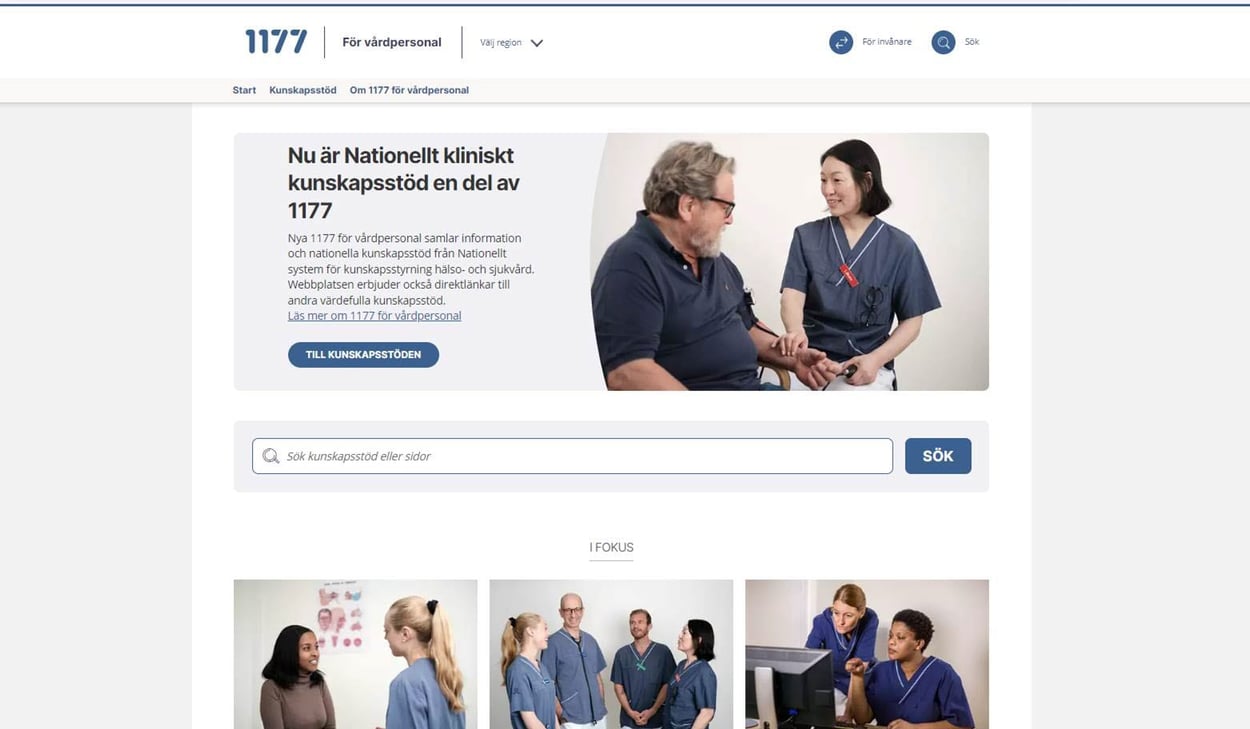 Skissbild på webbsidan 1177 för vårdpersonal.